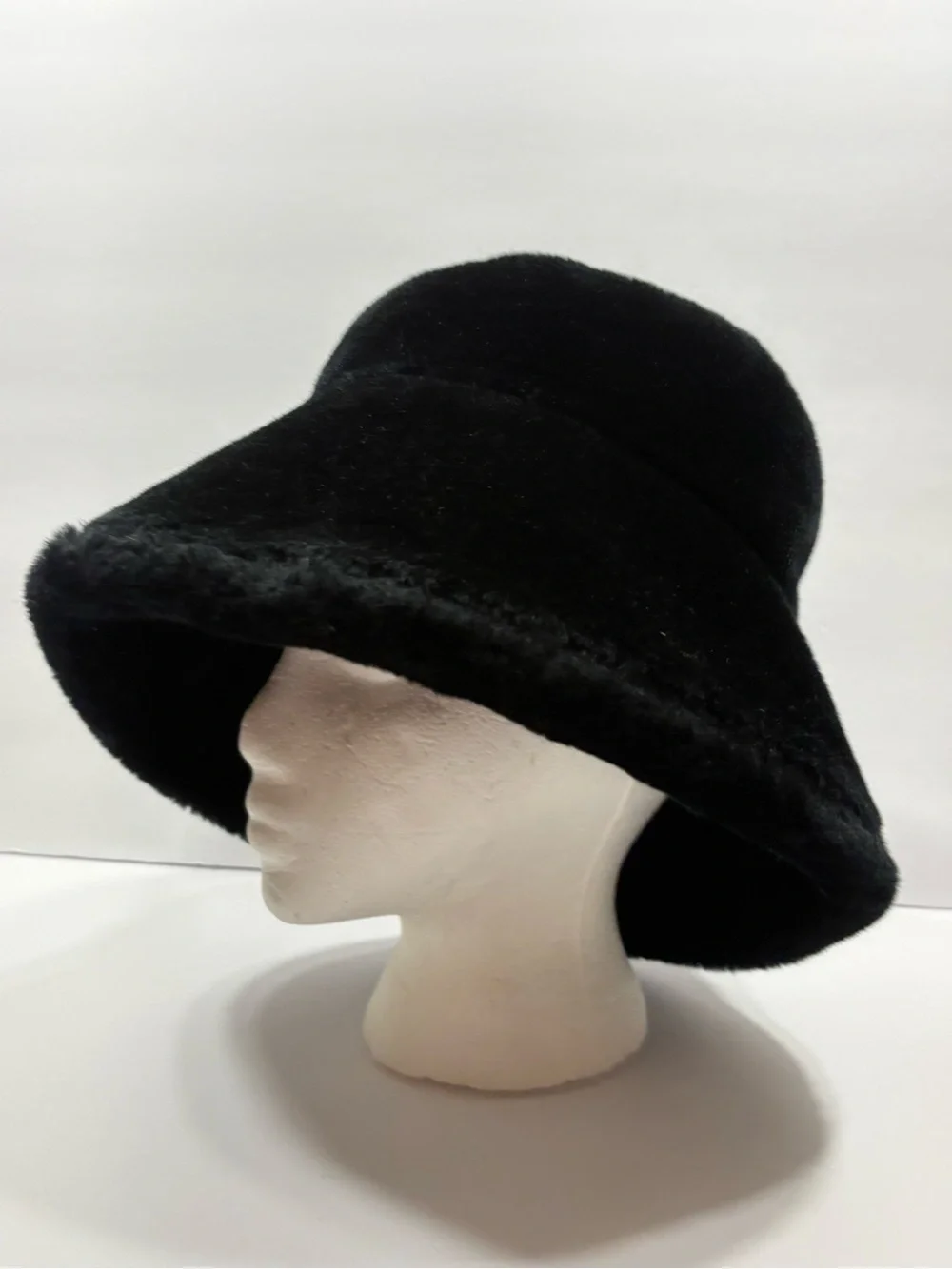 Vintage Betmar Black Faux Fur Bucket Hat